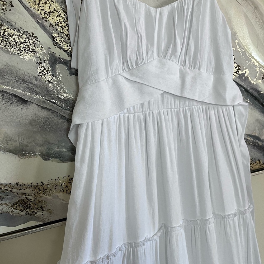 Trixxi White MIDI Dress L coastal girl Cottagecore resort wear $66 Tag Romantic - Picture 3 of 5